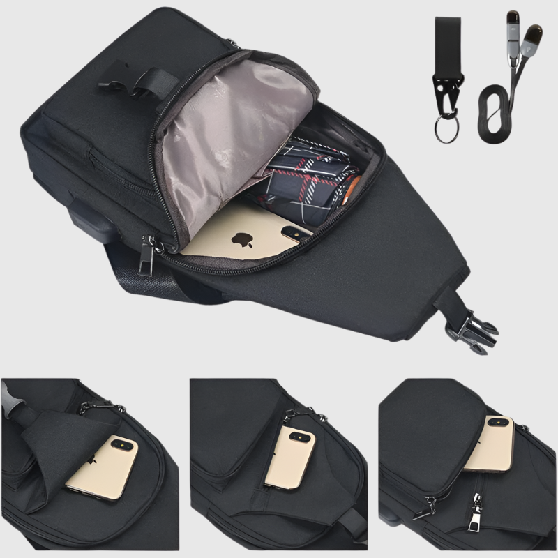 Lightweight and Compact Anti-Theft Crossbody Bag with Built-in USB Charging Port