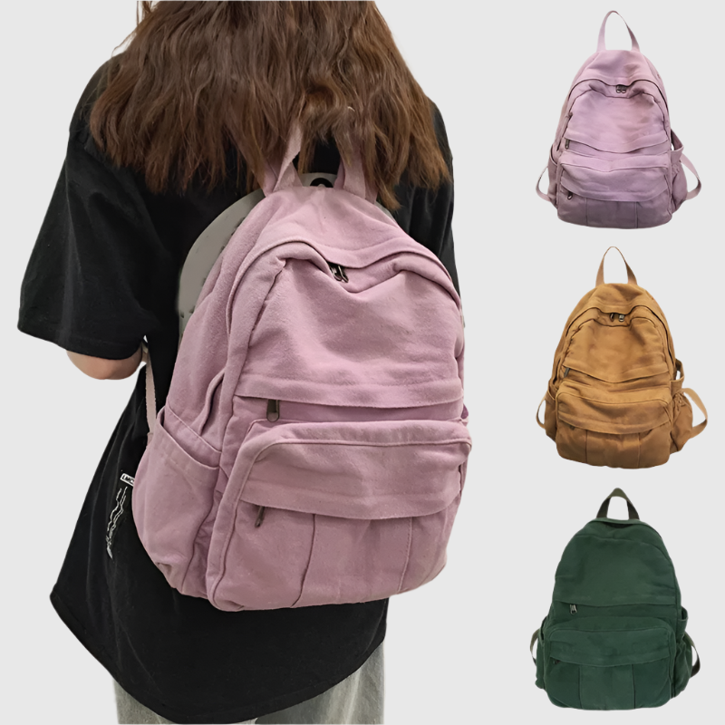 Compact Canvas Backpack with Front Pocket | Stylish and Practical Design