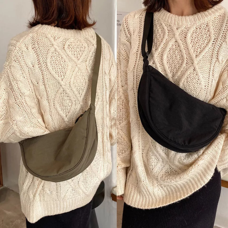 Adjustable Strap Dumpling-Style Zippered Crossbody Bag