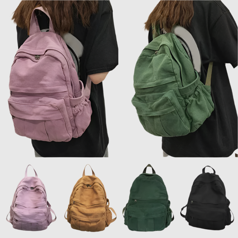 Compact Canvas Backpack with Front Pocket | Stylish and Practical Design