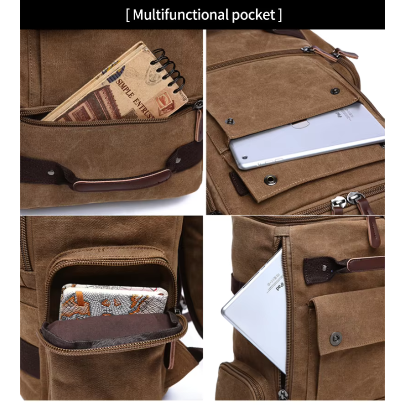 Spacious Vintage Canvas Travel Backpack | Waterproof and Fashionable