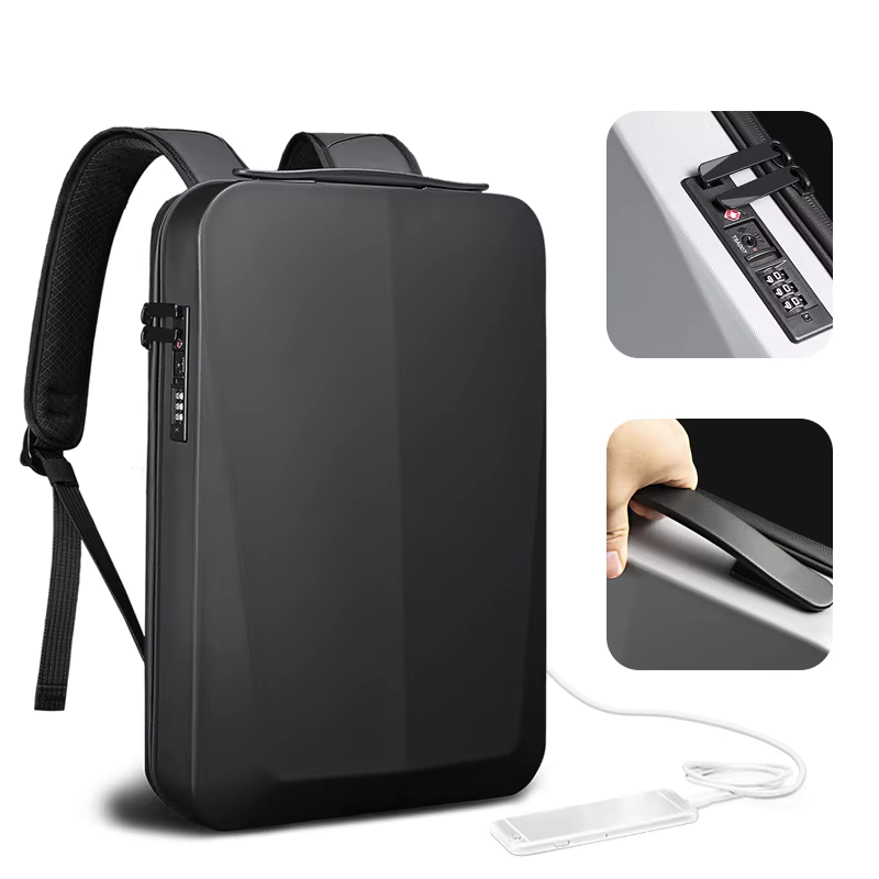 Durable Waterproof Hardshell Backpack with Charging Port