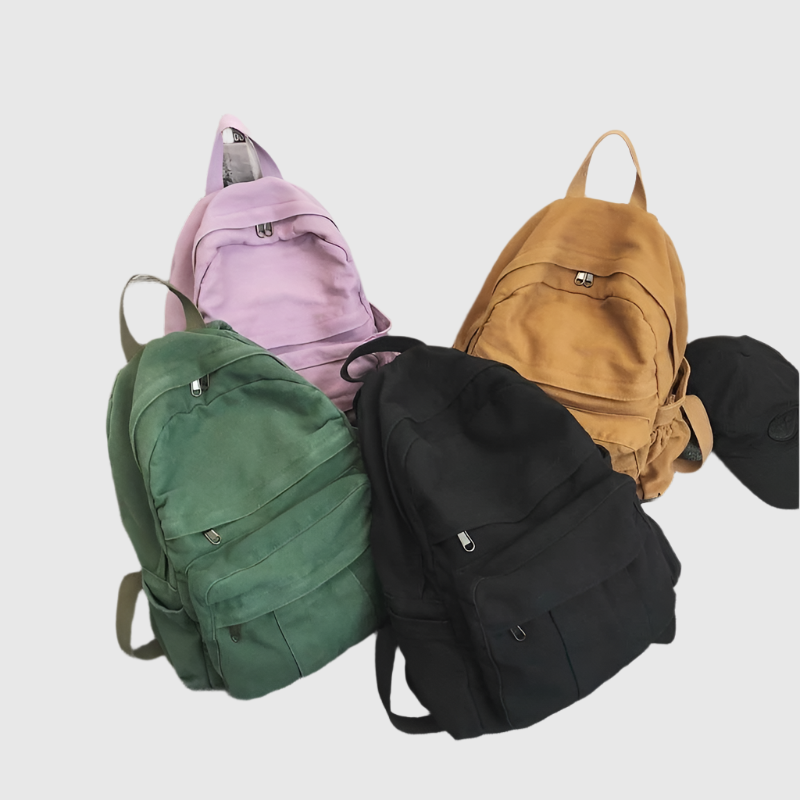 Compact Canvas Backpack with Front Pocket | Stylish and Practical Design